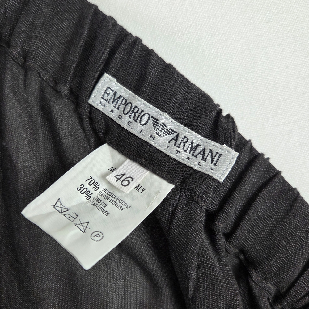 Emporio Armani Black Linen Blend Wide-Leg Sheer Pants - Picture 10 of 10